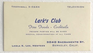 Lark's Club. Fine food - Cocktails [business card]