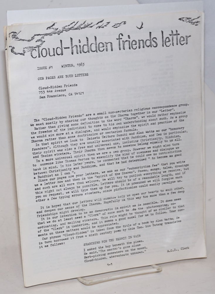 Cat.No: 228717 Cloud-hidden friends letter [three issues]. Ananda Claude Dalenberg.