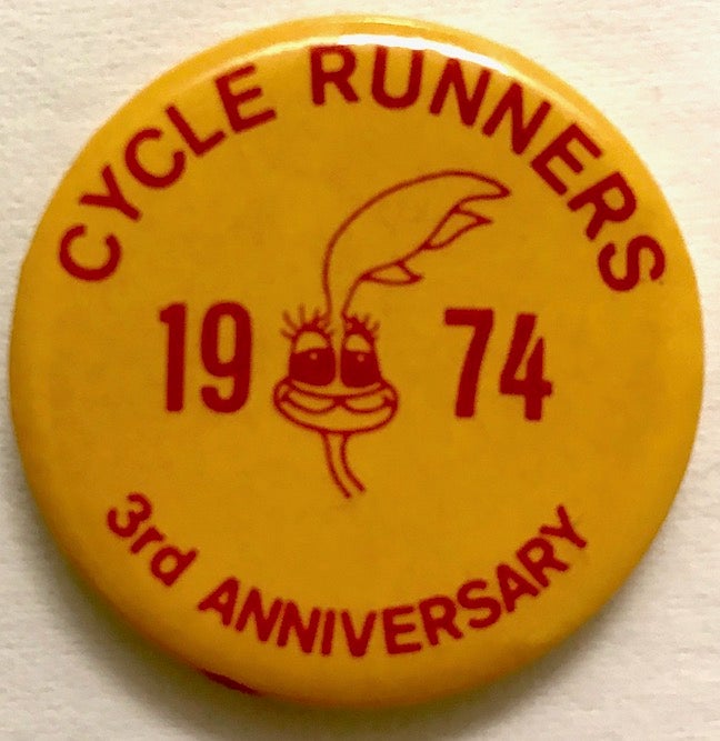 Cat.No: 229071 Cycle Runners / 1974 / 3rd anniversary [pinback button]