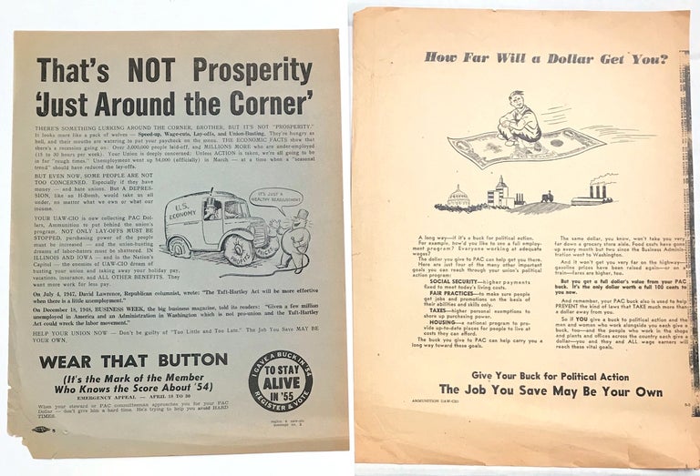 Cat.No: 229337 [Two handbills urging members to donate to the UAW's political action committee]. United Automobile Workers.