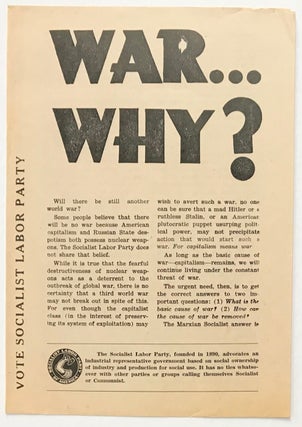 Cat.No: 229340 War... Why? Socialist Labor Party