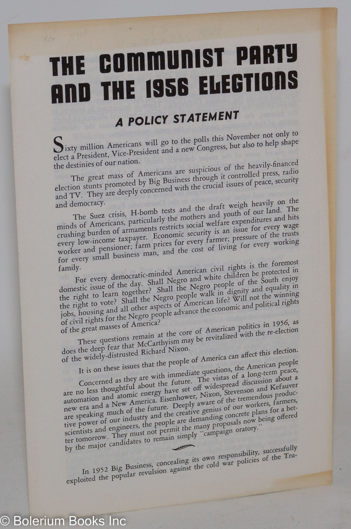 The Communist Party and the 1956 elections | Communist Party of California