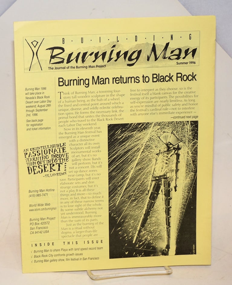Cat.No: 230104 Building Burning Man: the journal of the Burning Man Project; Summer1996. Stuart Mangrum, Leo Nash Harvey Law, Barb Traub.