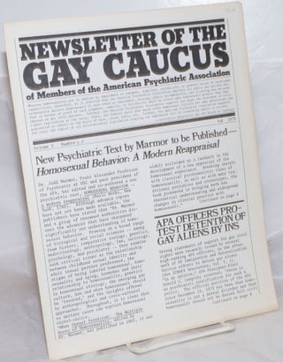 Cat.No: 230207 Newsletter of the Gay Caucus of Members of the American Psychiatric...