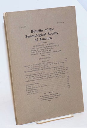Cat.No: 230437 Bulletin of the Seismological Society of America, Vol. 5, No. 4, December...