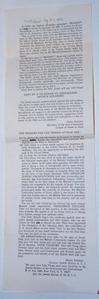 In Israel the highest circulation newspaper "MAARIV" printed an article on derember [sic] 21, 1961. It quoted the Soviet Amvassador [sic] to the U.N., Zorin, as he congratulated the Israeli U.N. delegation, upon its voting in favor of Red China. [caption title - first paragraph]