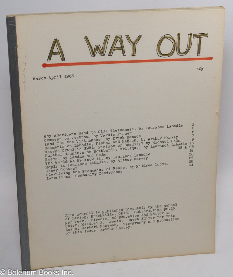 Cat.No: 231087 A way out, March-April 1966. Mildred J. Herbert Roseman Loomis, eds, and.