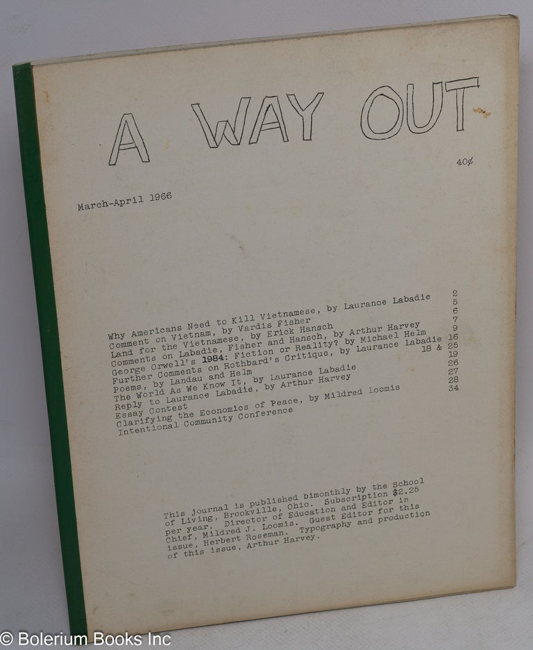 Cat.No: 231104 A Way Out: March-April 1966. Mildred J. Herbert Roseman Loomis, eds, and.