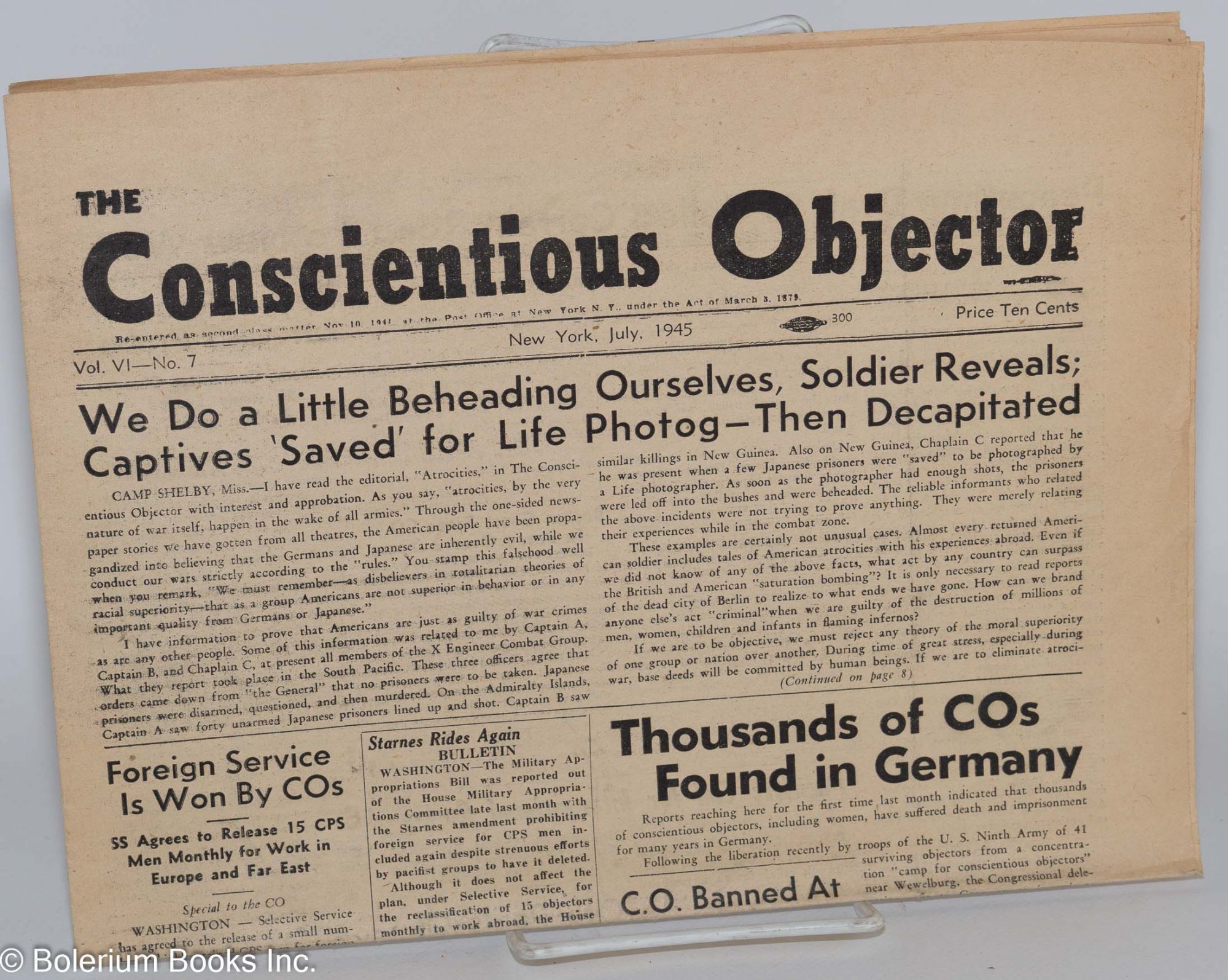 Conscience Objectors The Conscientious Objector. Vol. VI no. 7 July 1945