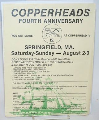 Cat.No: 231999 Copperheads: fourth anniversary [handbill] Springfield, MA Saturday -...