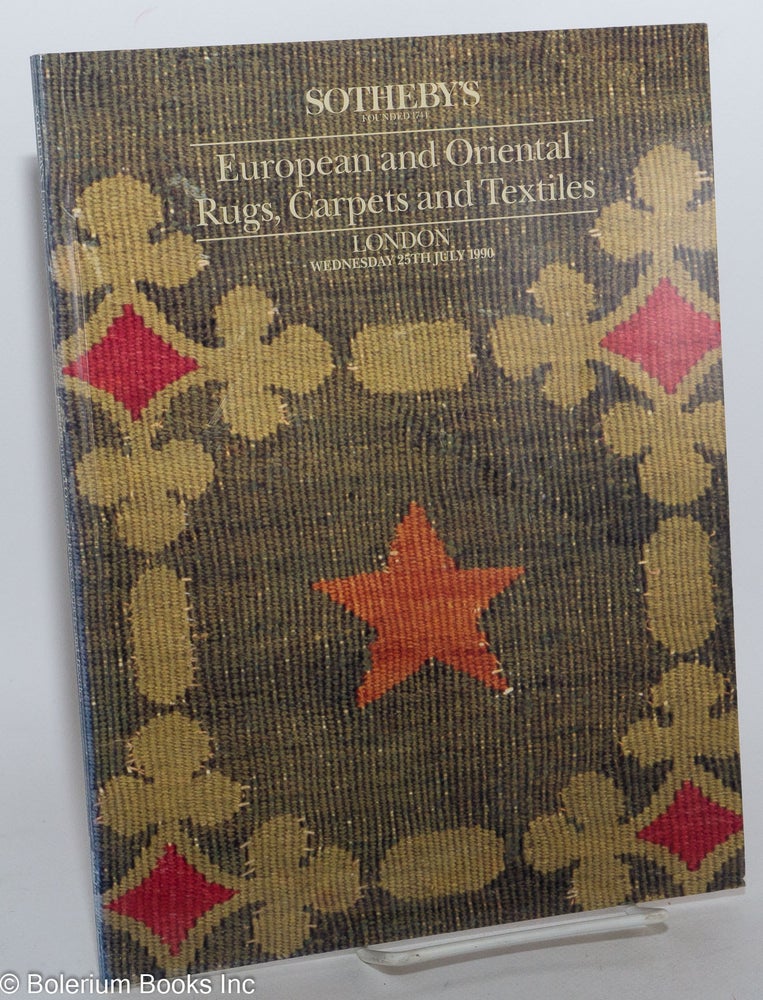 Cat.No: 232214 European and Oriental Rugs, Carpets and Textiles; Sotheby's London Wednesday July 25 1990. Jacqueline Jacqueline Villiers-Stuart Bing, experts in charge for Sotheby's, and.