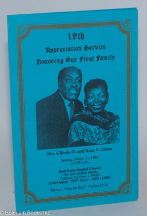 Cat.No: 233390 19th Appreciation Service Honoring Our First Family: Drs. Gillette O. and...