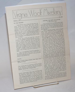 Cat.No: 233535 Virginia Woolf Miscellany [newsletter] vol. 1, #1, Fall 1973. Peggy...