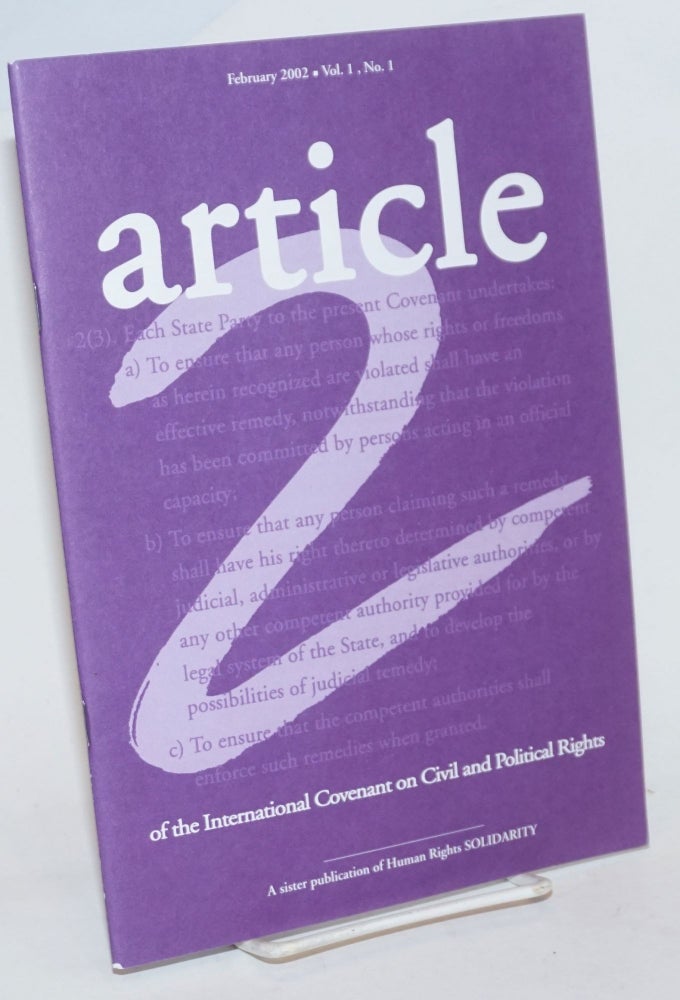 Cat.No: 234005 Article 2 of the International Covenant on Civil and Political Rights. Volume 1, Number 1, February 2002.