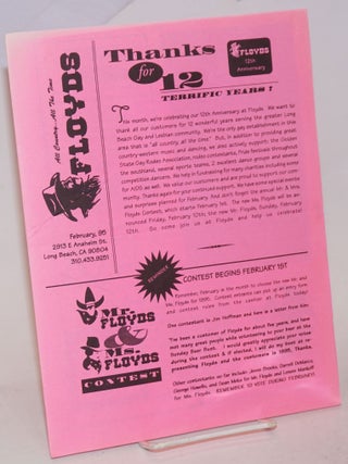 Cat.No: 234158 Floyds Newsletter: 12th anniversary February 1995; Thanks for 12 terrific...