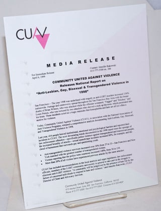 Cat.No: 234659 CUAV Media Release: Community United gainst Violence releases report on...