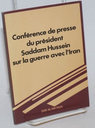Cat.No: 234795 Conference de presse du président Saddam Hussein sur la guerre avec...