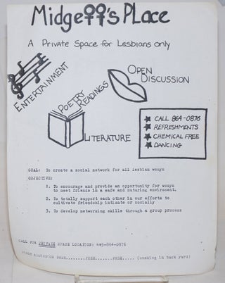 Cat.No: 234908 Midge's Place. A private space for lesbians only [handbill