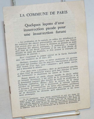 Cat.No: 235222 La commune de Paris. Quelques lecons d'une insurrection passee pour...