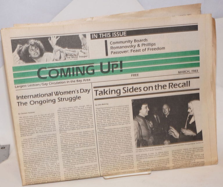 Cat.No: 235445 Coming Up! March 1983; International Women's Day; the ongoing struggle. Kim Corsaro, John Mehring Carmen Vazquez, Michael Helquist.