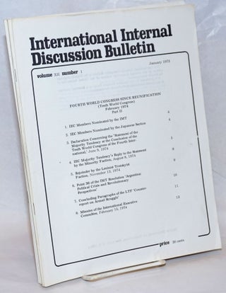 Cat.No: 236076 International internal discussion bulletin, vol. 12, no. 1, January 1975...