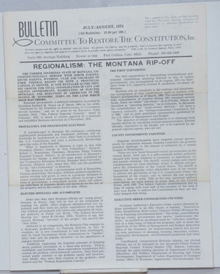 Cat.No: 236214 Bulletin, Committee to Restore the Constitution, Inc., July/August, 1974....