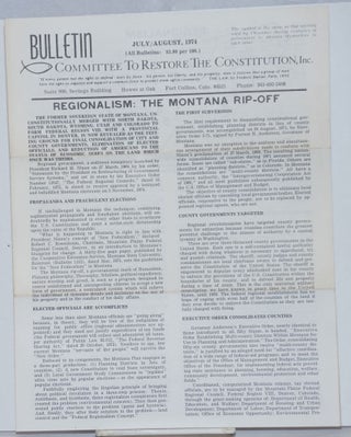 Cat.No: 236214 Bulletin, Committee to Restore the Constitution, Inc., July/August, 1974....