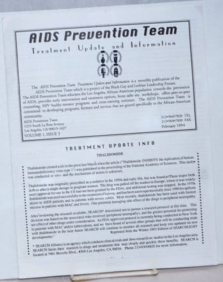 Cat.No: 236513 AIDS Prevention Team Treatment Update and Information: vol. 1, #3,...
