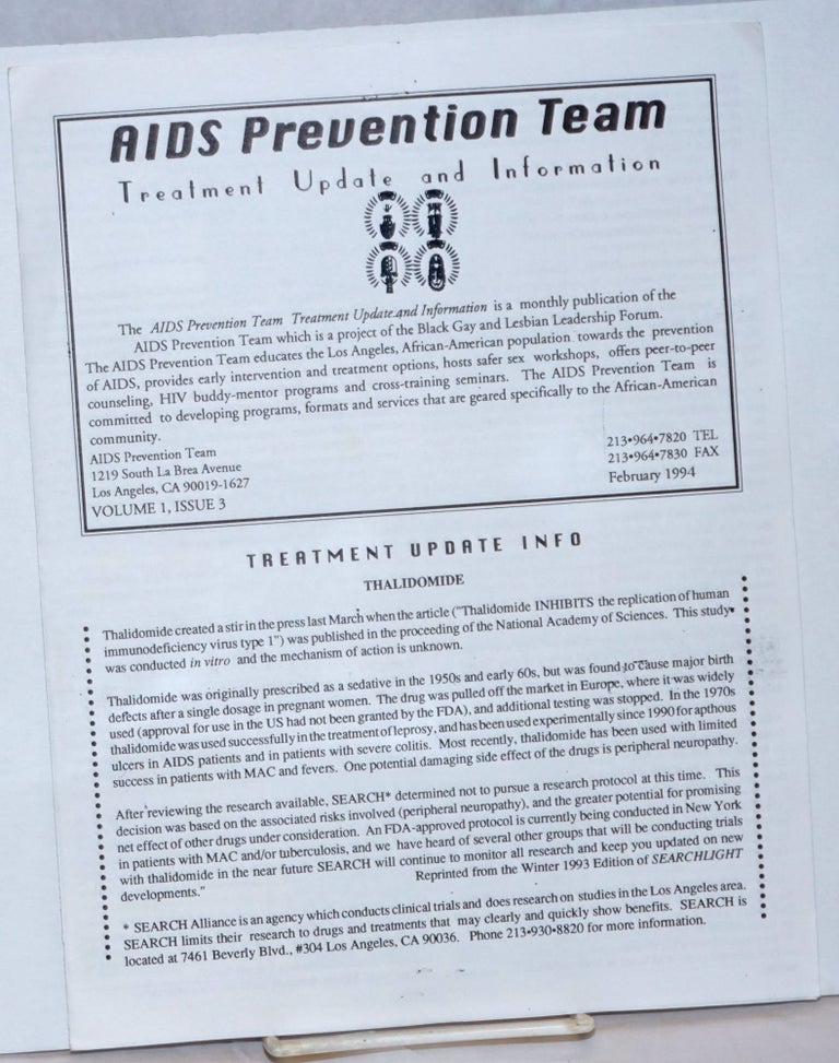 Thalidomide Rems Program AIDS Prevention Team Treatment Update and Information: vol. 1, #3 ...
