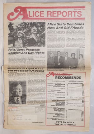 Alice Reports: official publication of the Alice B. Toklas Democratic Club; Community Edition, November 1984
