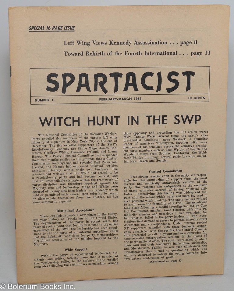 Cat.No: 237629 Spartacist. Number 1 (February-March 1964). Spartacist League.
