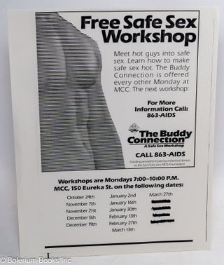 Cat.No: 237650 Free Safe Sex Workshop [handbill]. The Buddy Connection at MCC