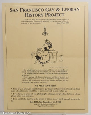 Cat.No: 237718 San Francisco Gay & Lesbian History Project [handbill