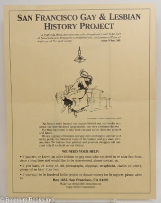 Cat.No: 237718 San Francisco Gay & Lesbian History Project [handbill