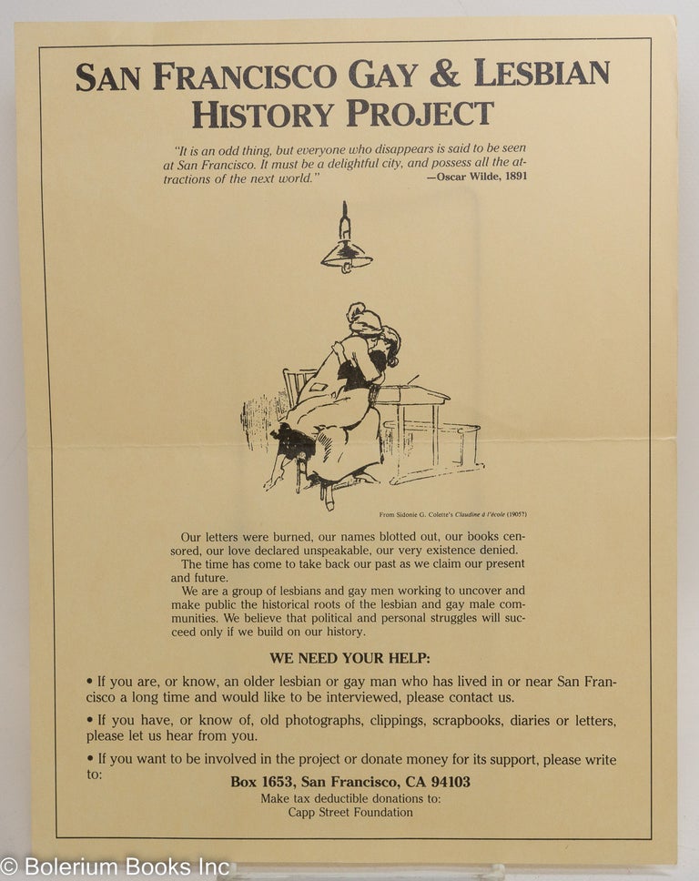 Cat.No: 237718 San Francisco Gay & Lesbian History Project [handbill]