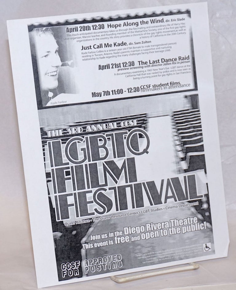 Cat.No: 237723 The 3rd Annual CCSF LGBTQ Film Festival [handbill] Join us