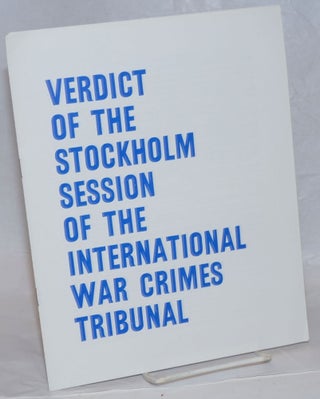 Cat.No: 237867 Verdict of the Stockholm session of the International War Crimes Tribunal