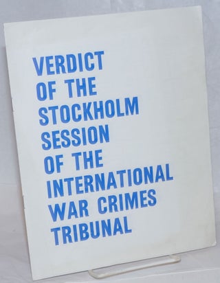 Cat.No: 237868 Verdict of the Stockholm session of the International War Crimes Tribunal