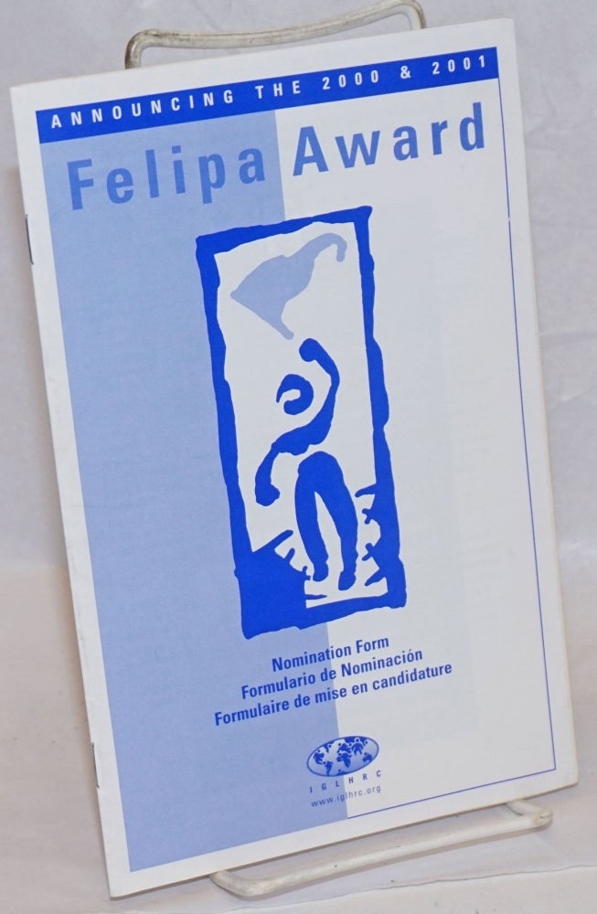 Cat.No: 237939 Announcing the 2000 & 2001 Felipa Award; nomination form