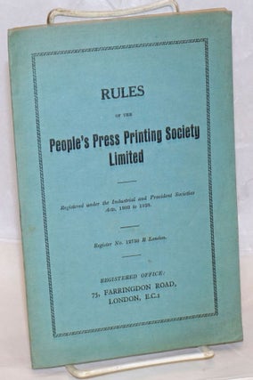Cat.No: 238180 Rules of the People's Press Printing Society Limited: Registered under the...