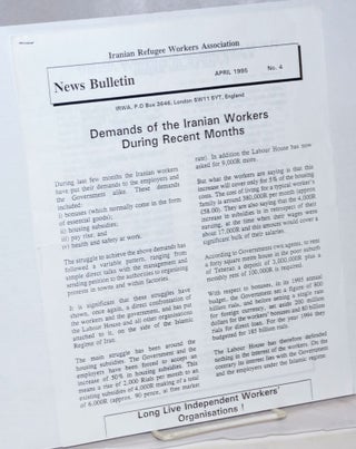 Cat.No: 238420 News Bulletin. No. 4 (April 1995). Iranian Refugee Workers Association