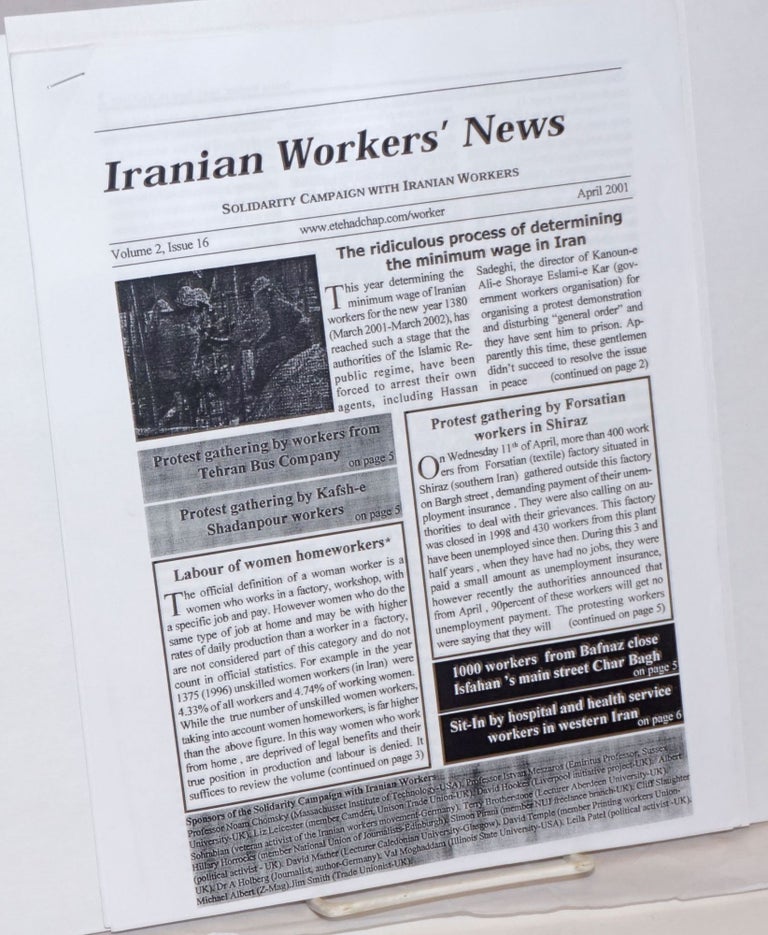 Cat.No: 238421 Iranian Workers' News. Vol. 2 no. 16 (April 2001)