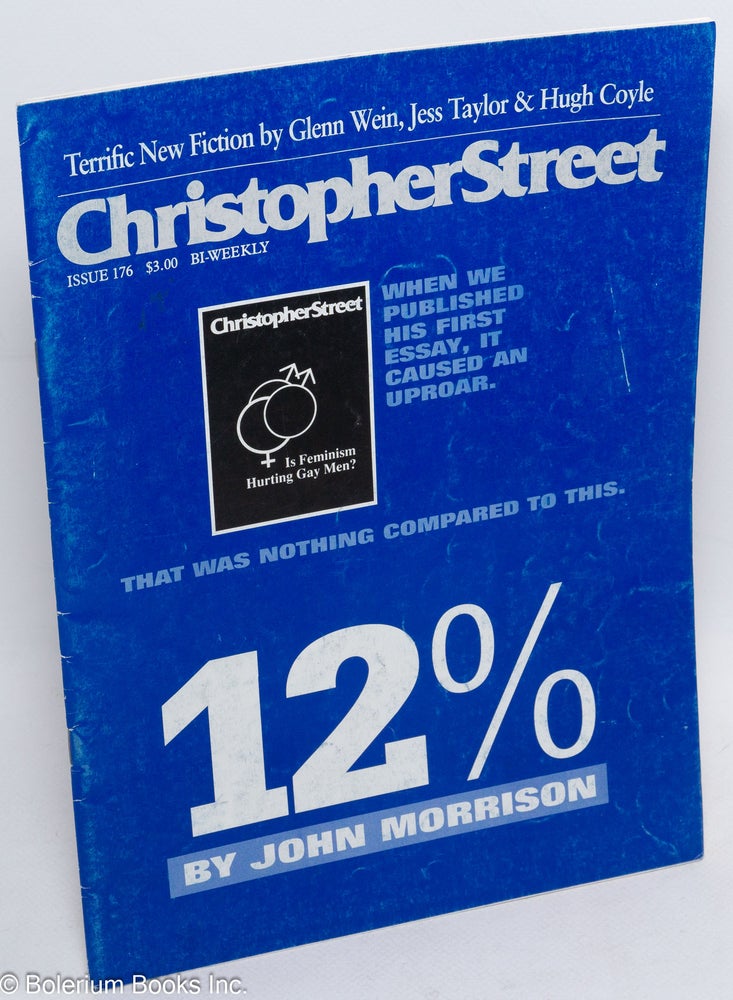 Cat.No: 238606 Christopher Street: vol. 14, #20, April 13, 1992, whole #176; The Epidemic of Lies part seven. Charles L. Ortleb, John Morrison publisher, Chris McManus, John Harris.