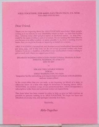 Cat.No: 238785 Able-Together Open Form Letter [handbill