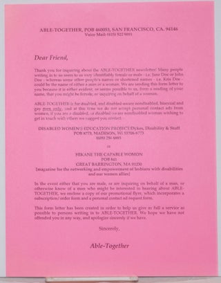 Cat.No: 238785 Able-Together Open Form Letter [handbill
