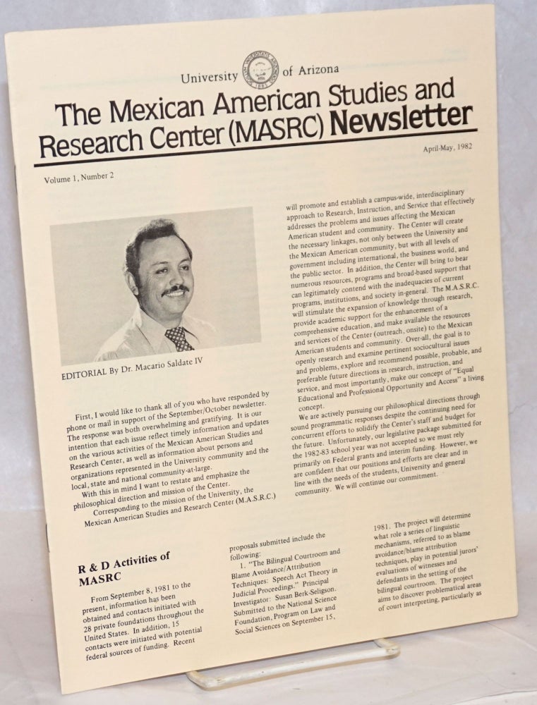 Cat.No: 238969 The Mexican American Studies and Research Center (MASRC) Newsletter: vol