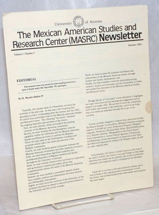 Cat.No: 238971 The Mexican American Studies and Research Center (MASRC) Newsletter: vol....