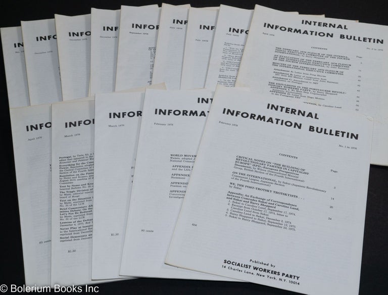 Cat.No: 239162 Internal Information Bulletin, February, 1976, no. 1 to no. 15, December, 1976. Socialist Workers Party.