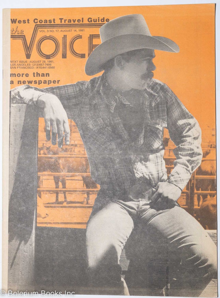 Cat.No: 239509 The Voice: more than a newspaper; vol. 3, #17, August 14, 1981; West Coast Travel Guide. Paul D. Hardman, Senator Milton Marks Quentin Kopp, E. Lee Clifton.