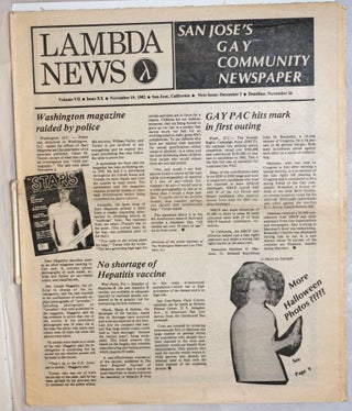 Cat.No: 239794 Lambda News: San Jose's gay Community Newspaper; vol. 7, #20, November 19...